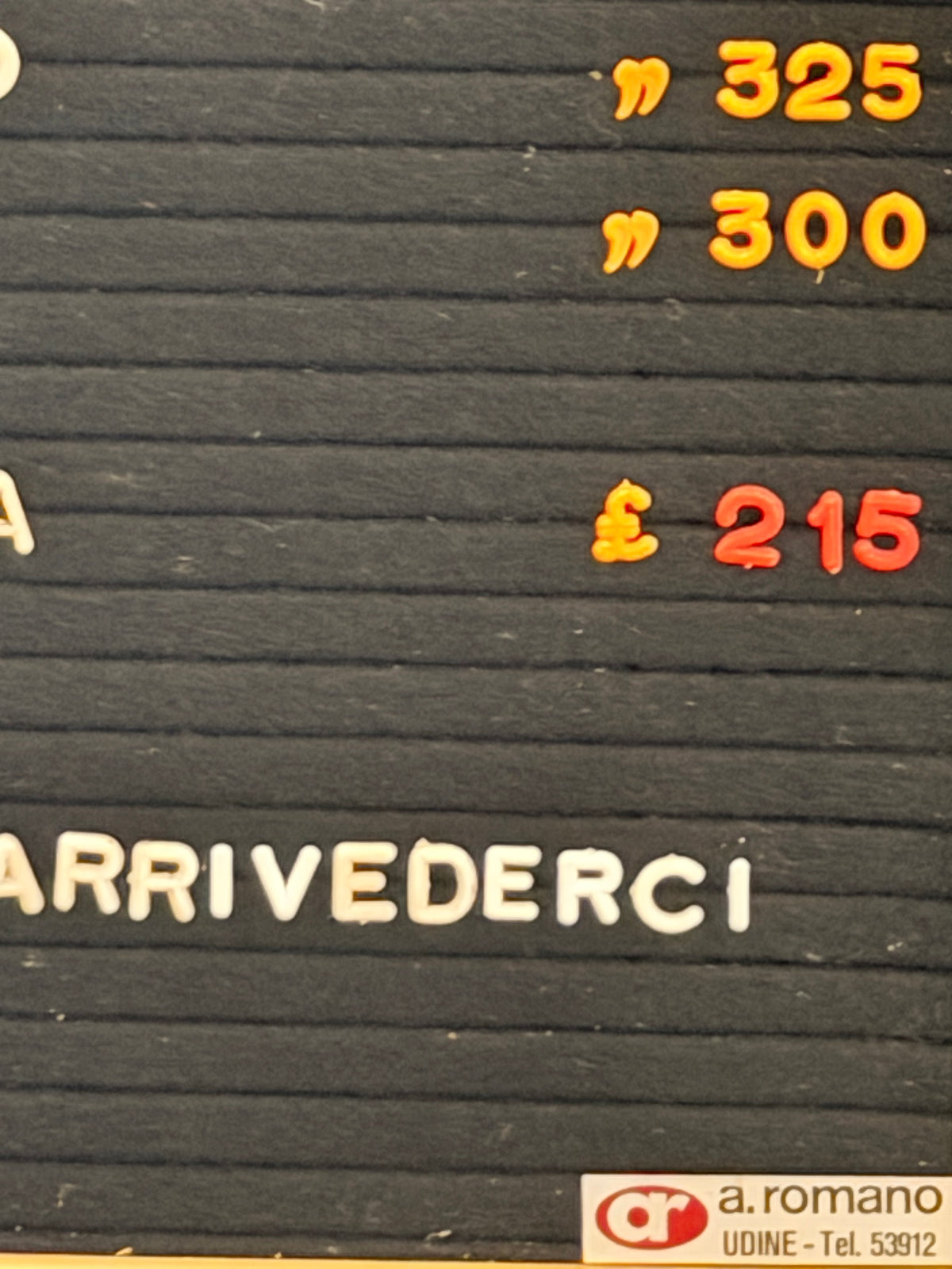 Listino prezzi Salumeria