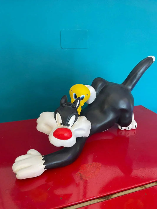 Statua Decorativa - Gatto Silvestro e Titti