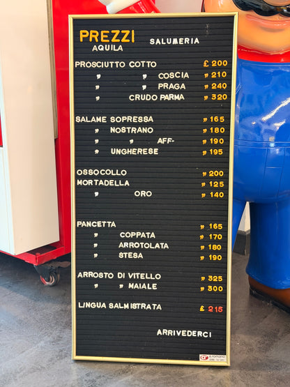 Listino prezzi Salumeria