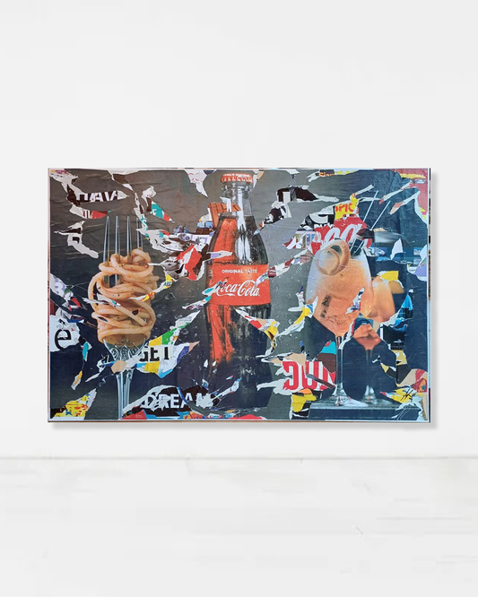Decollage su tela - Coca Cola