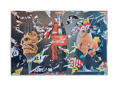 Decollage su tela - Coca Cola